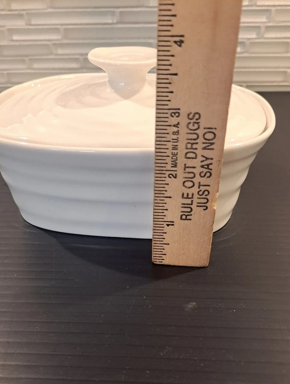Portmeirion Sophie Conran Covered Butter Dish White Ripple Minimalist Classic